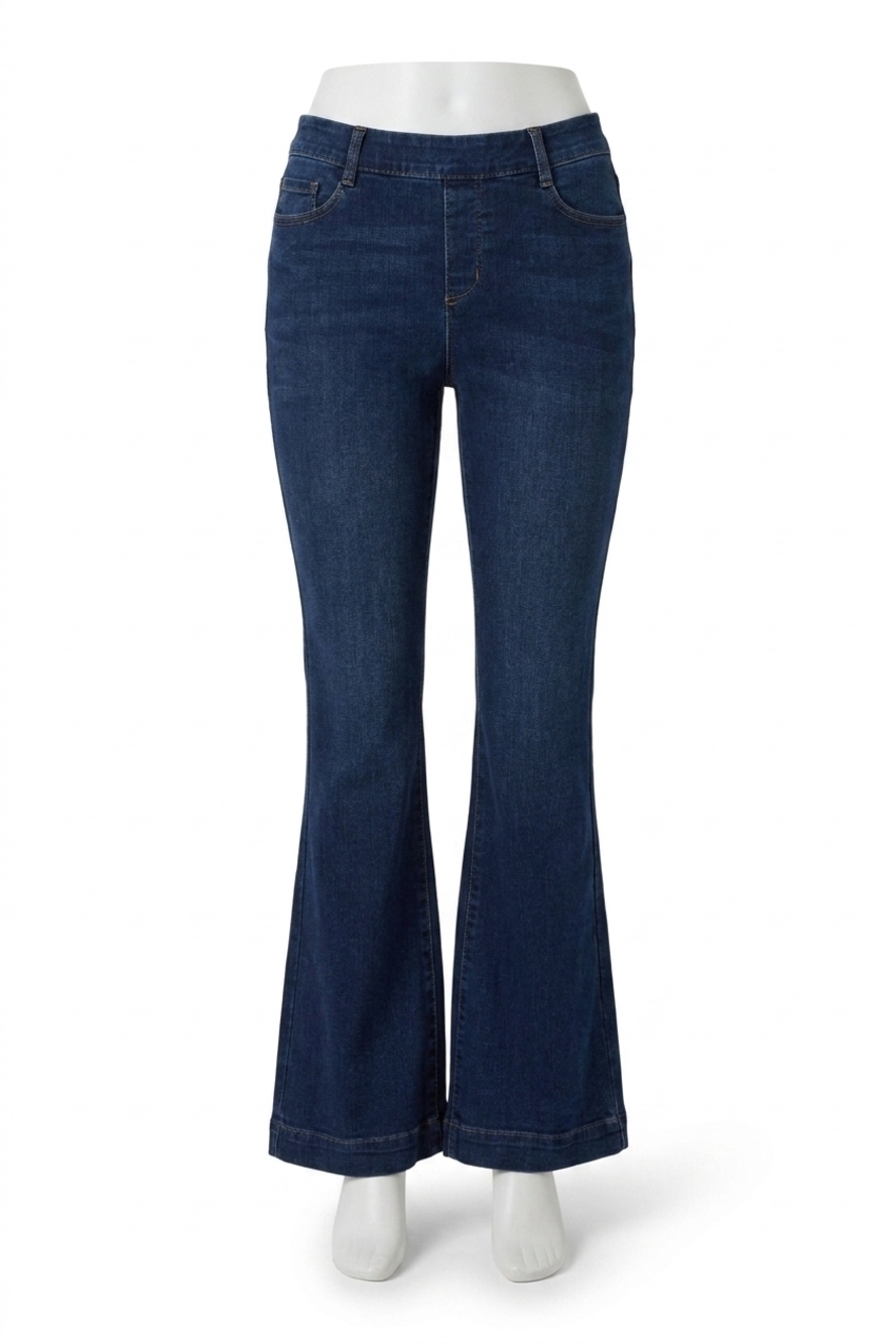 NEW TRIBAL audrey boundless stretch denim pull-on flare jeans in dark night